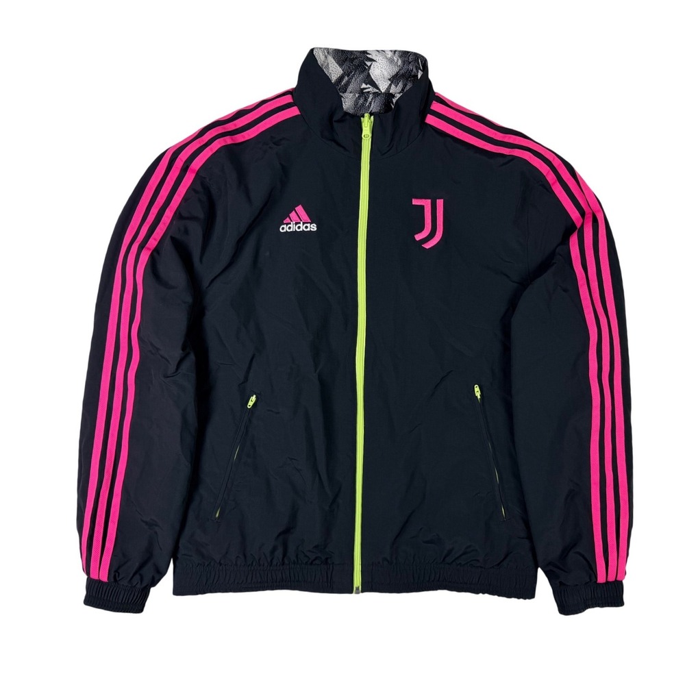 Adidas Juventus Reversible Anthem Jacket Mens Medium Black Pink HS9808 Excellent